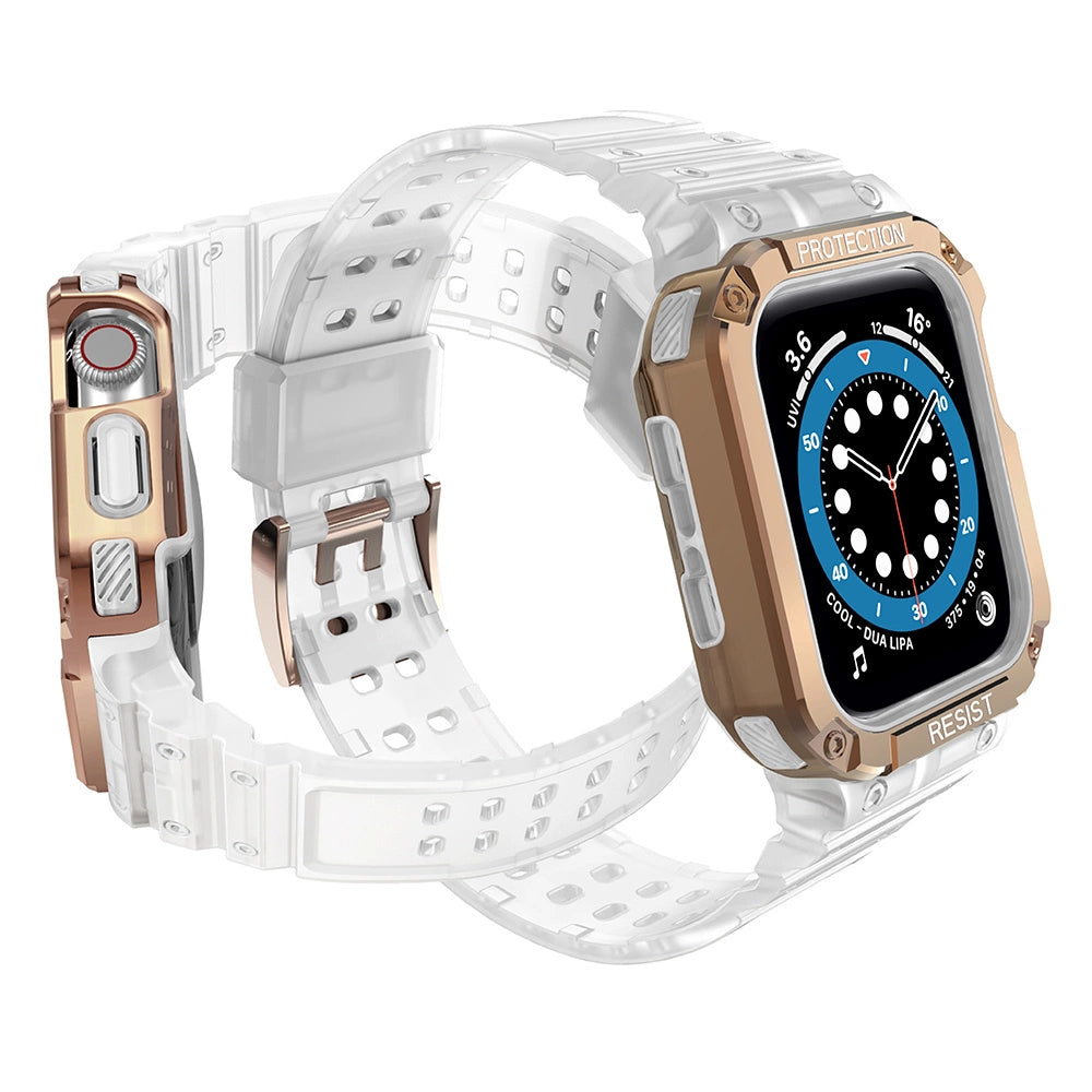 Protect Strap Band for Apple Watch 38/40/41mm Armored Case Strap - Transparent, Rose Gold_2