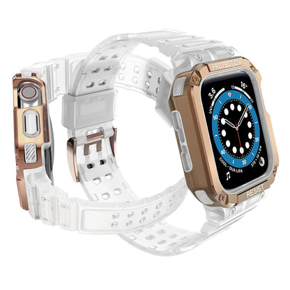 Protect Strap Band for Apple Watch 38/40/41mm Armored Case Strap - Transparent, Rose Gold_2