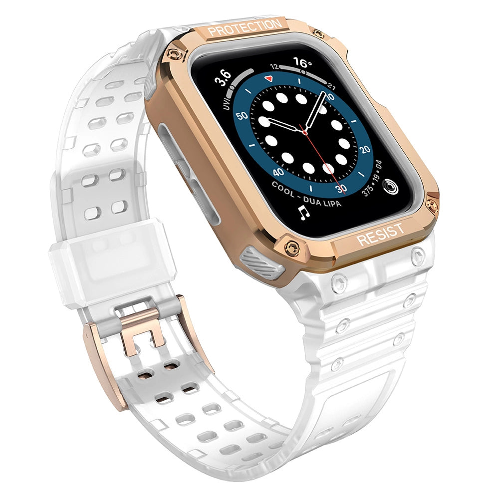 Protect Strap Band for Apple Watch 38/40/41mm Armored Case Strap - Transparent, Rose Gold_0