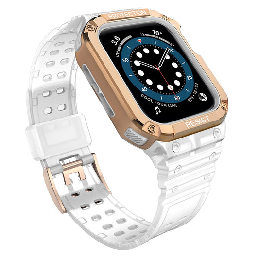 Protect Strap Band for Apple Watch 38/40/41mm Armored Case Strap - Transparent, Rose Gold_0