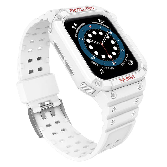 Protect Strap Band for Apple Watch 38/40/41mm Armored Case Strap - White_0