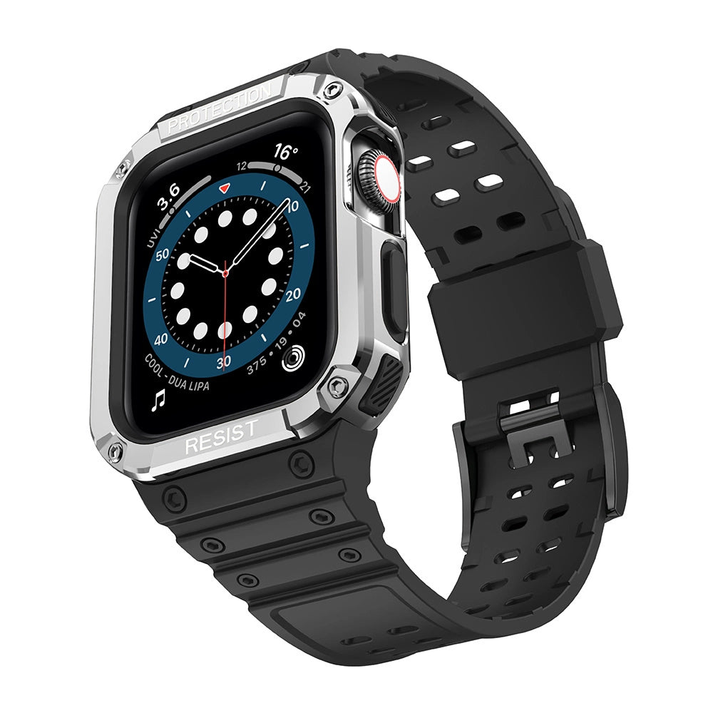 Protect Strap Band for Apple Watch 38/40/41mm Armored Case Strap - Black, Silver_1