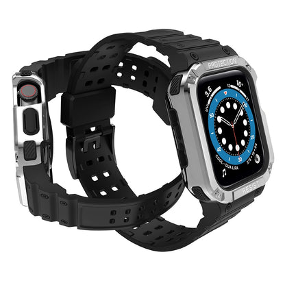 Protect Strap Band for Apple Watch 38/40/41mm Armored Case Strap - Black, Silver_2