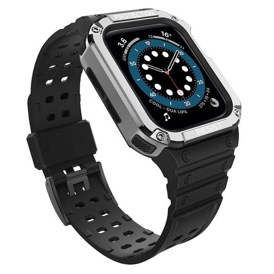 Protect Strap Band for Apple Watch 38/40/41mm Armored Case Strap - Black, Silver_0