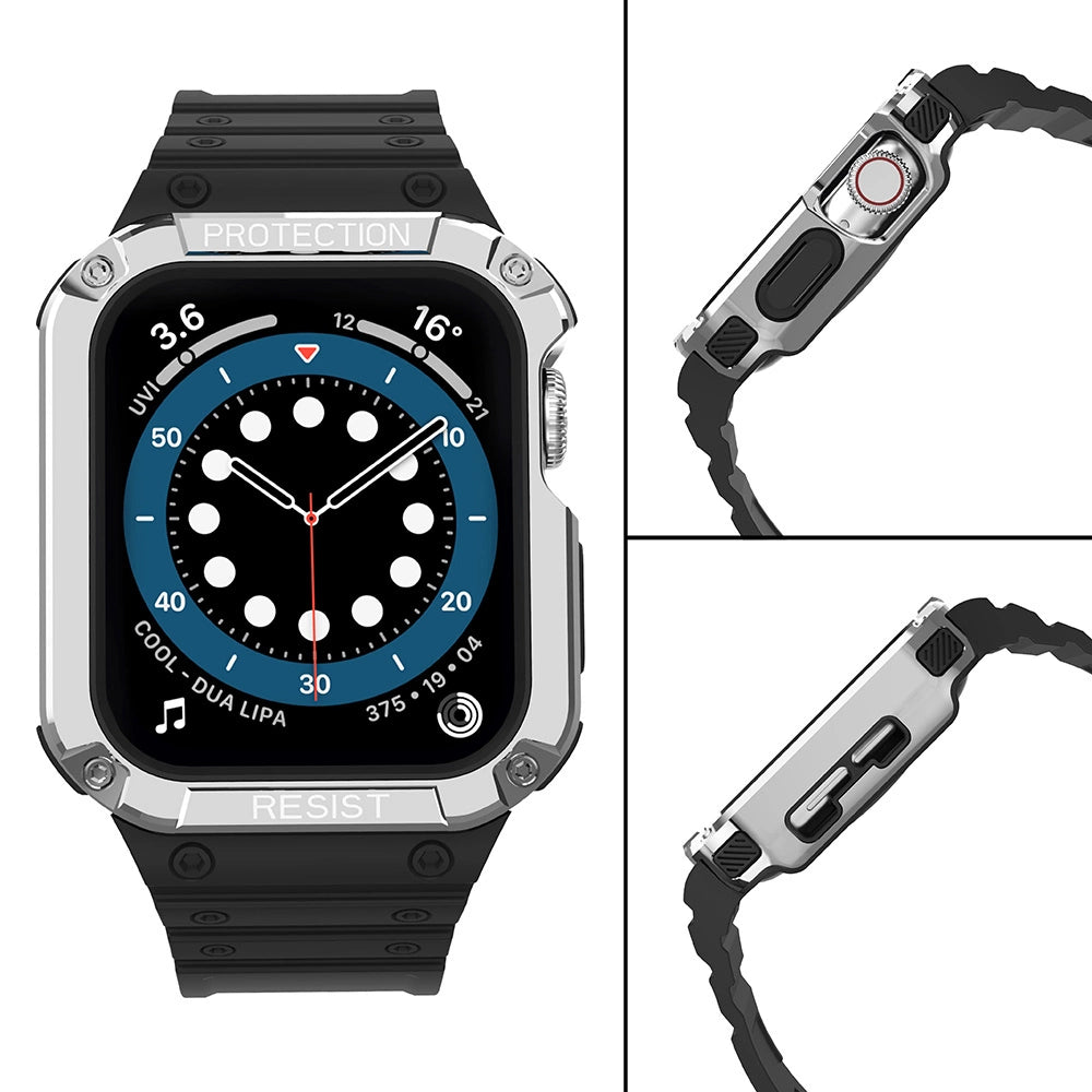 Protect Strap Band for Apple Watch 38/40/41mm Armored Case Strap - Black, Silver_3