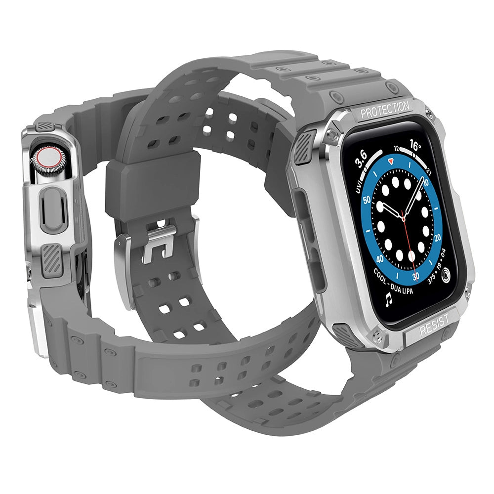 Protect Strap Band for Apple Watch 38/40/41mm Armored Case Strap - Gray, Silver_2