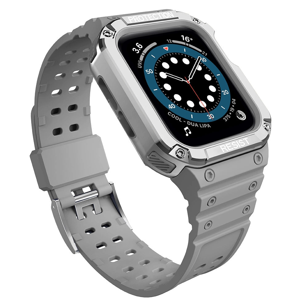 Protect Strap Band for Apple Watch 38/40/41mm Armored Case Strap - Gray, Silver_0