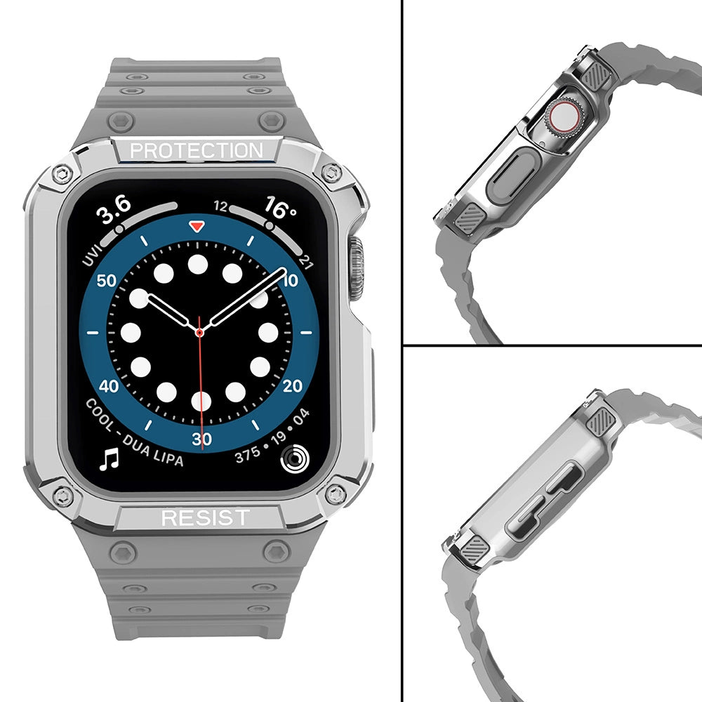 Protect Strap Band for Apple Watch 38/40/41mm Armored Case Strap - Gray, Silver_3