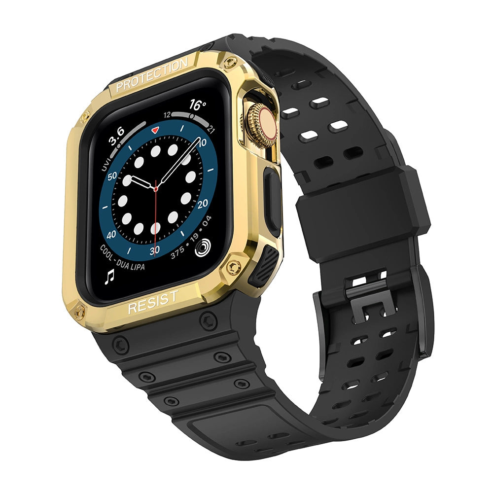 Protect Strap Band for Apple Watch 42/44/45mm Armored Case Strap - Black, Gold_1