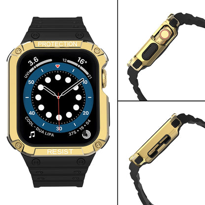 Protect Strap Band for Apple Watch 42/44/45mm Armored Case Strap - Black, Gold_3