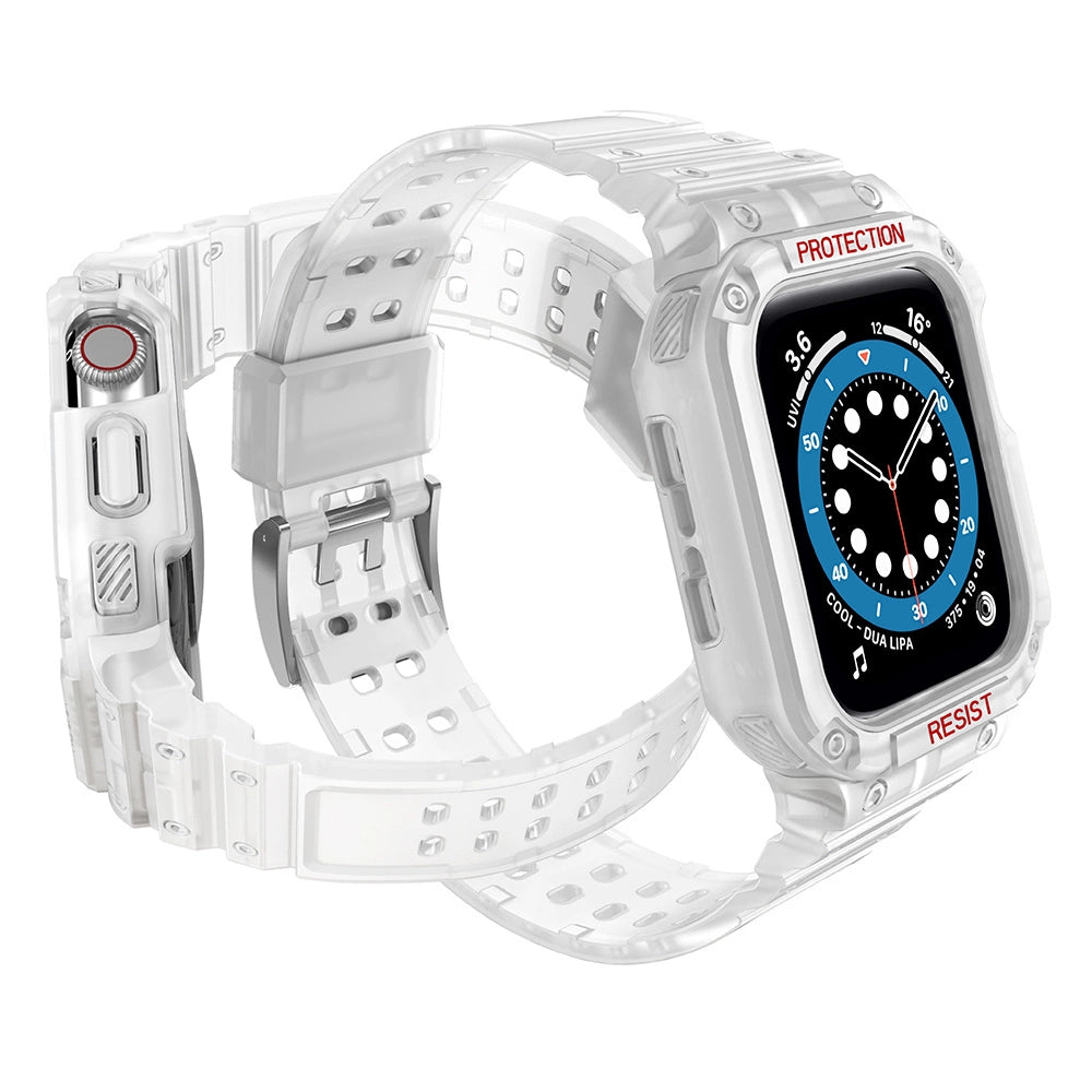 Protect Strap Band Case Wristband for Apple Watch 7 / 6 / 5 / 4 / 3 / 2 / SE (45 / 44 / 42mm) Case Armor Watch Cover Transparent_2