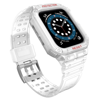 Protect Strap Band Case Wristband for Apple Watch 7 / 6 / 5 / 4 / 3 / 2 / SE (45 / 44 / 42mm) Case Armor Watch Cover Transparent_0