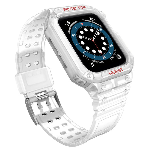 Protect Strap Band Case Wristband for Apple Watch 7 / 6 / 5 / 4 / 3 / 2 / SE (45 / 44 / 42mm) Case Armor Watch Cover Transparent_0