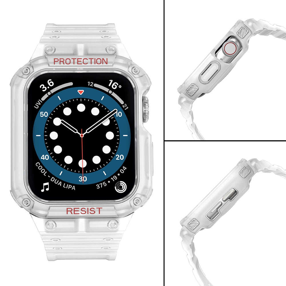 Protect Strap Band Case Wristband for Apple Watch 7 / 6 / 5 / 4 / 3 / 2 / SE (45 / 44 / 42mm) Case Armor Watch Cover Transparent_3