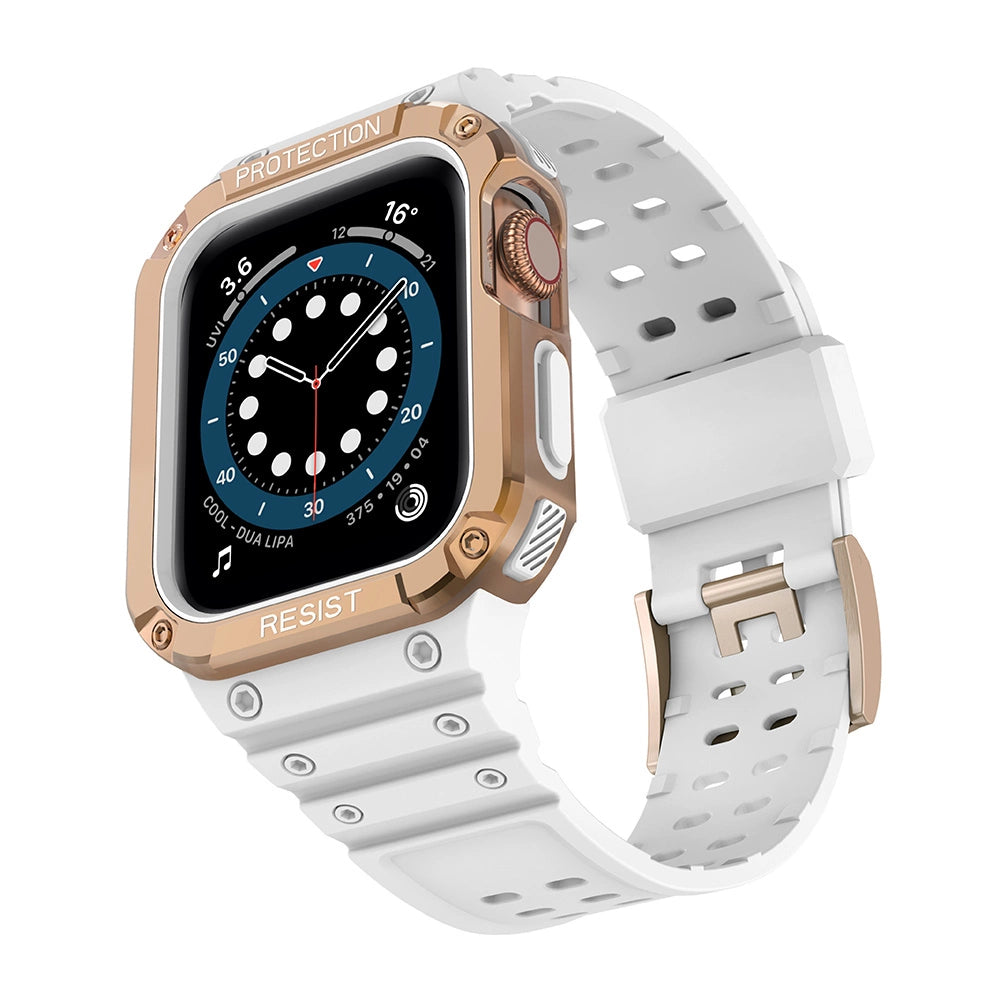 Protect Strap Band for Apple Watch 38/40/41mm Armored Case Strap - White, Rose Gold_1