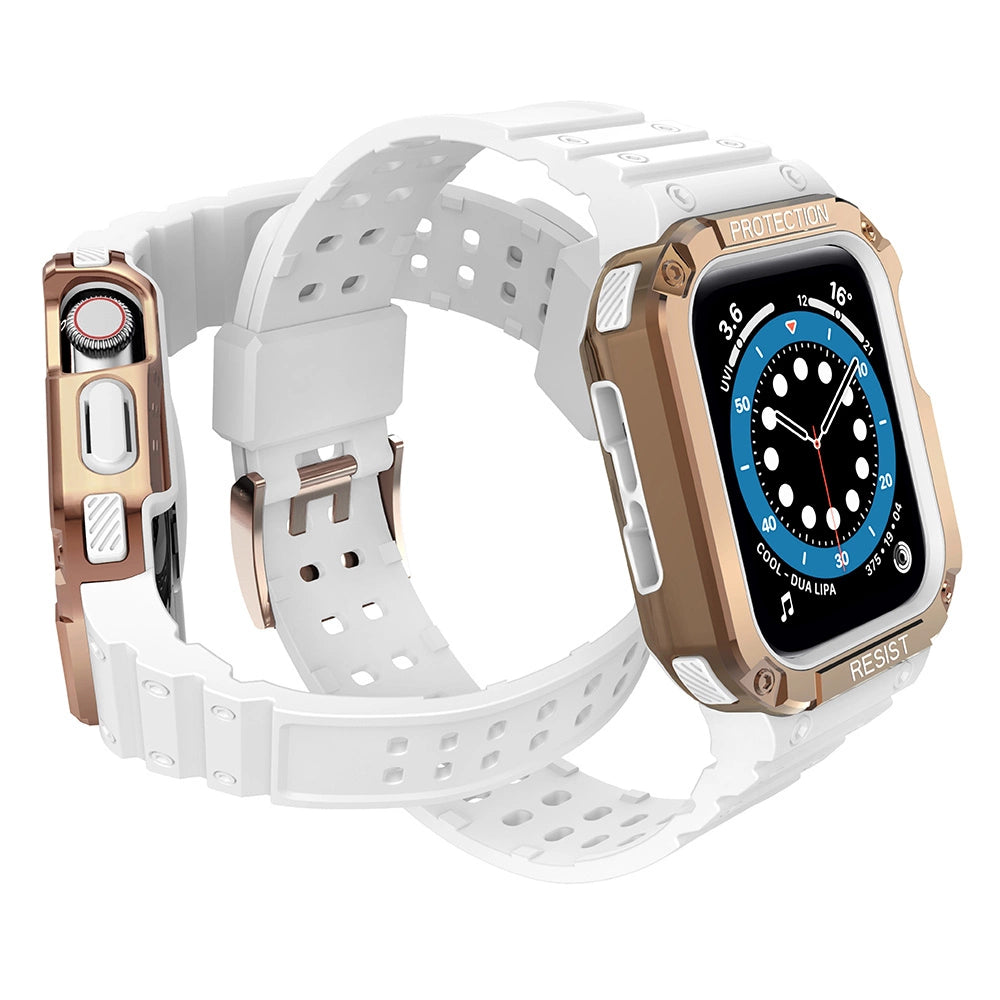 Protect Strap Band for Apple Watch 38/40/41mm Armored Case Strap - White, Rose Gold_2