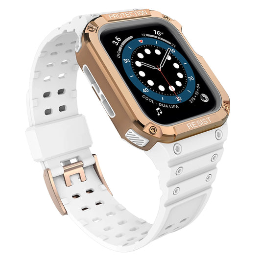 Protect Strap Band for Apple Watch 38/40/41mm Armored Case Strap - White, Rose Gold_0