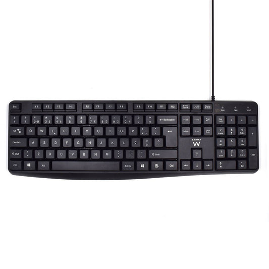 Teclado Ewent EW3002 USB Quiet Typing PT Preto
