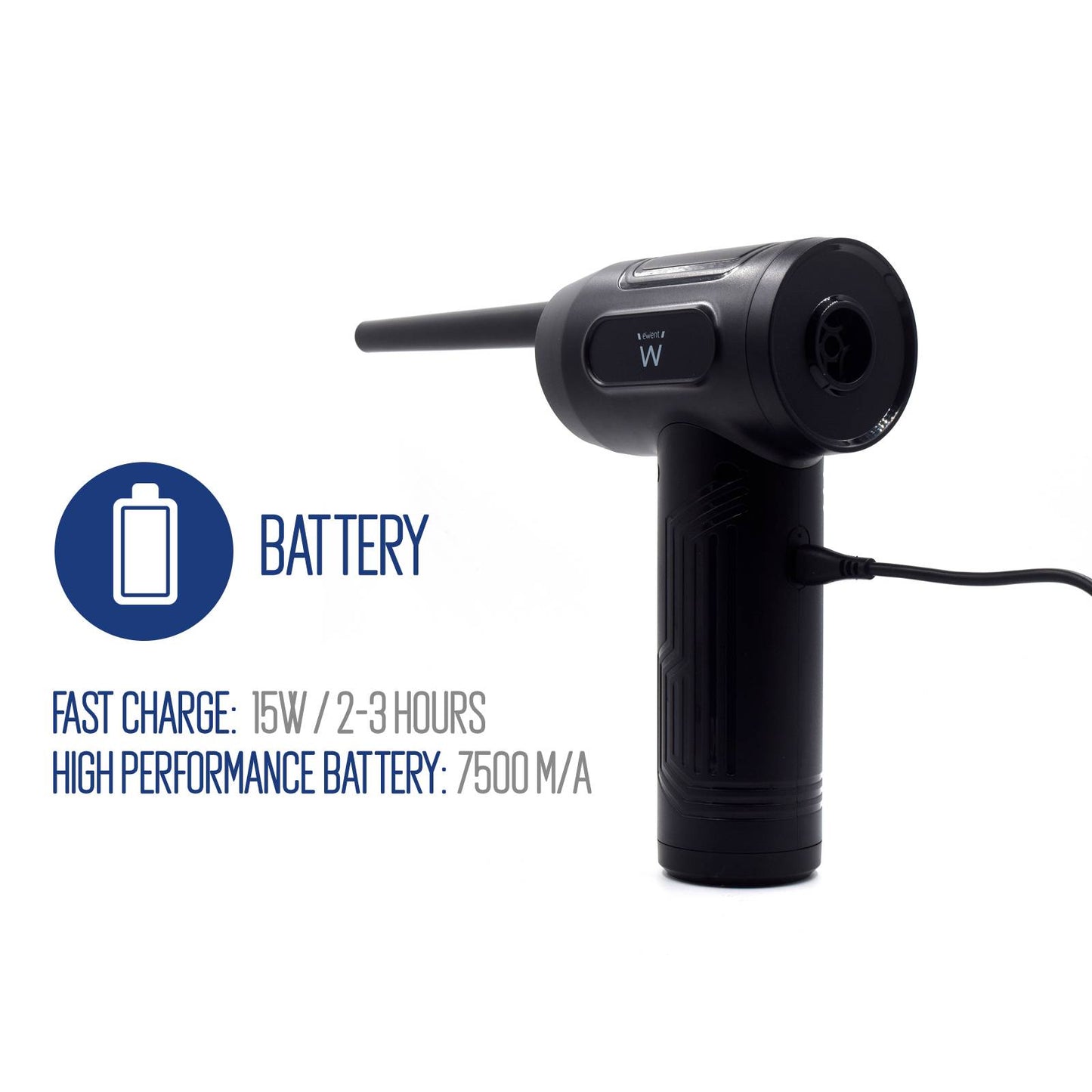 Spray Elétrico Eliminador de Pó Ewent EW5607 Recarregável 7500mAh 60W 60000RPM Preto