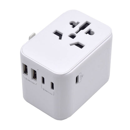 Adaptador de Corrente Ewent EW1470 Universal para EU/EUA/UK/AUS/CN/BR / 28W / Dual USB-A + 3x USB-C / Branco