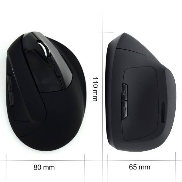 Rato Óptico Ewent EW3158 Ergonómico Vertical Wireless 1600 DPI Preto