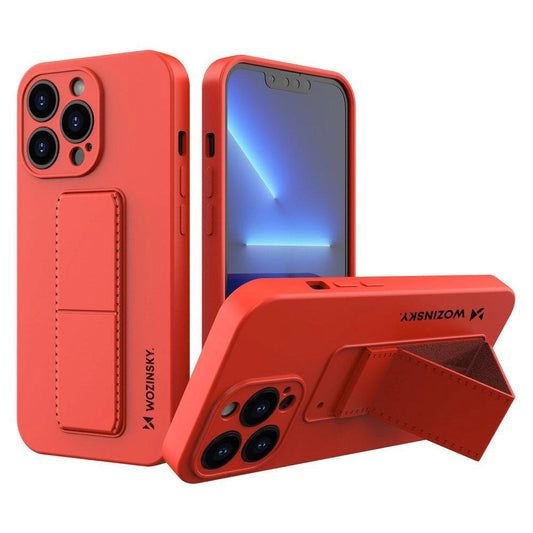 Wozinsky Kickstand Case silicone case with stand for iPhone 13 Pro Max red_0