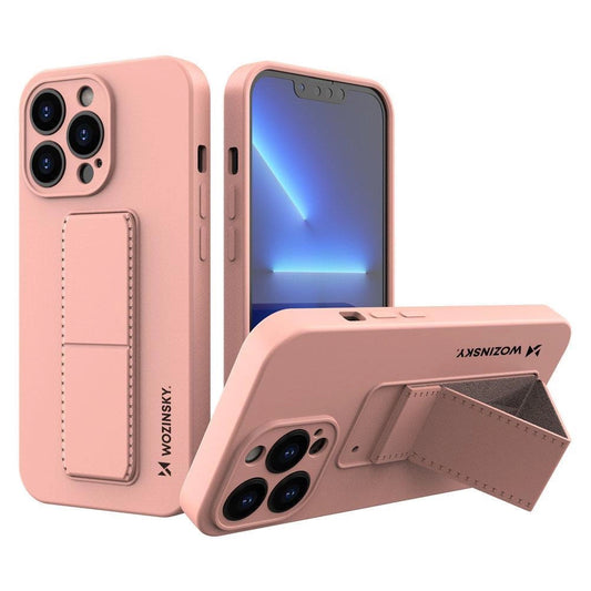 Wozinsky Kickstand Case silicone case with stand for iPhone 13 Pro Max pink_0