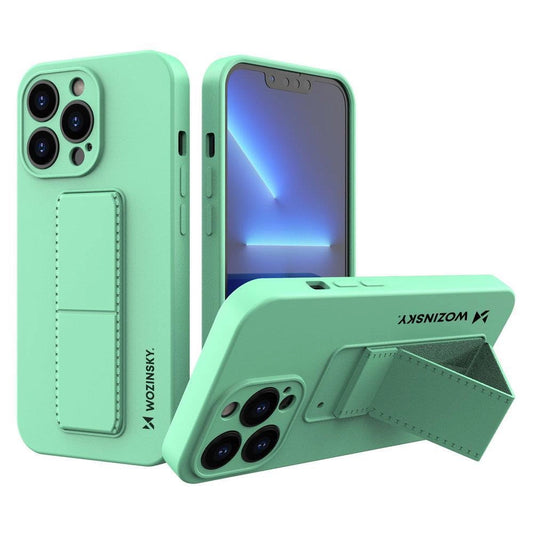 Wozinsky Kickstand Case silicone case with stand for iPhone 13 Pro mint_0
