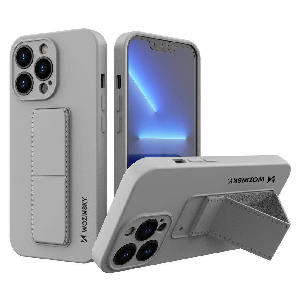 Wozinsky Kickstand Case silicone case with stand for iPhone 13 mini gray_0