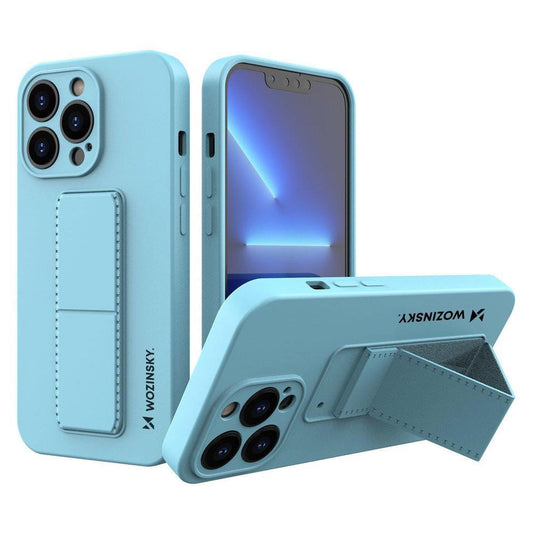 Wozinsky Kickstand Case silicone case with stand for iPhone 13 mini light blue_0