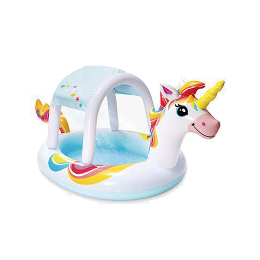 Piscina inflÃ¡vel infantil em formato de unicÃ³rnio com esguicho, 254 x 132 x 109 cm_0