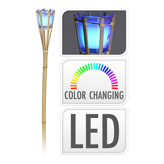 Tocha de bambu cor natural com vela de led rgb e perfumada a pilhas 77cm_0