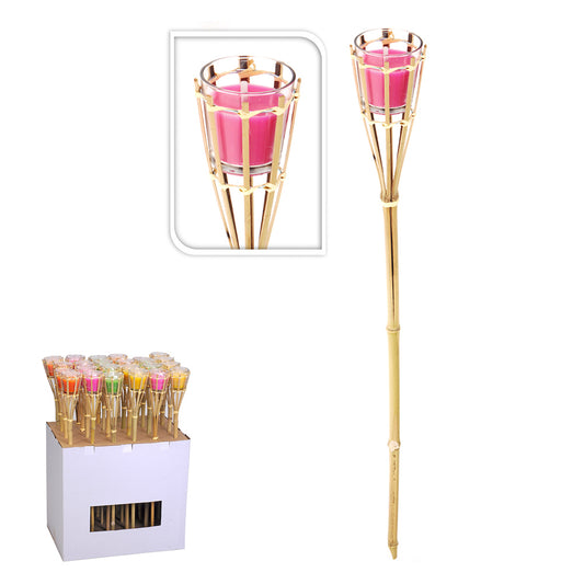 Tocha de jardim com vela de citronela anti-mosquito Ã¸7,5x76cm euro/u cores / modelos diversos_0