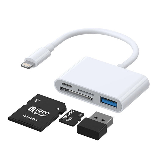 Joyroom S-H142 Lightning OTG HUB - USB-A 3.2 / Lightning / SD, TF card reader - white_0