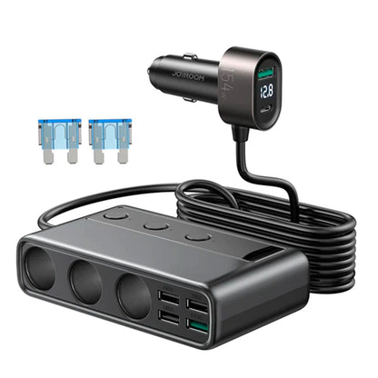 Joyroom JR-CL06 9in1 car charger 154W 5x USB-A / USB-C / 3x cigarette lighter socket PD QC PPS - black_0