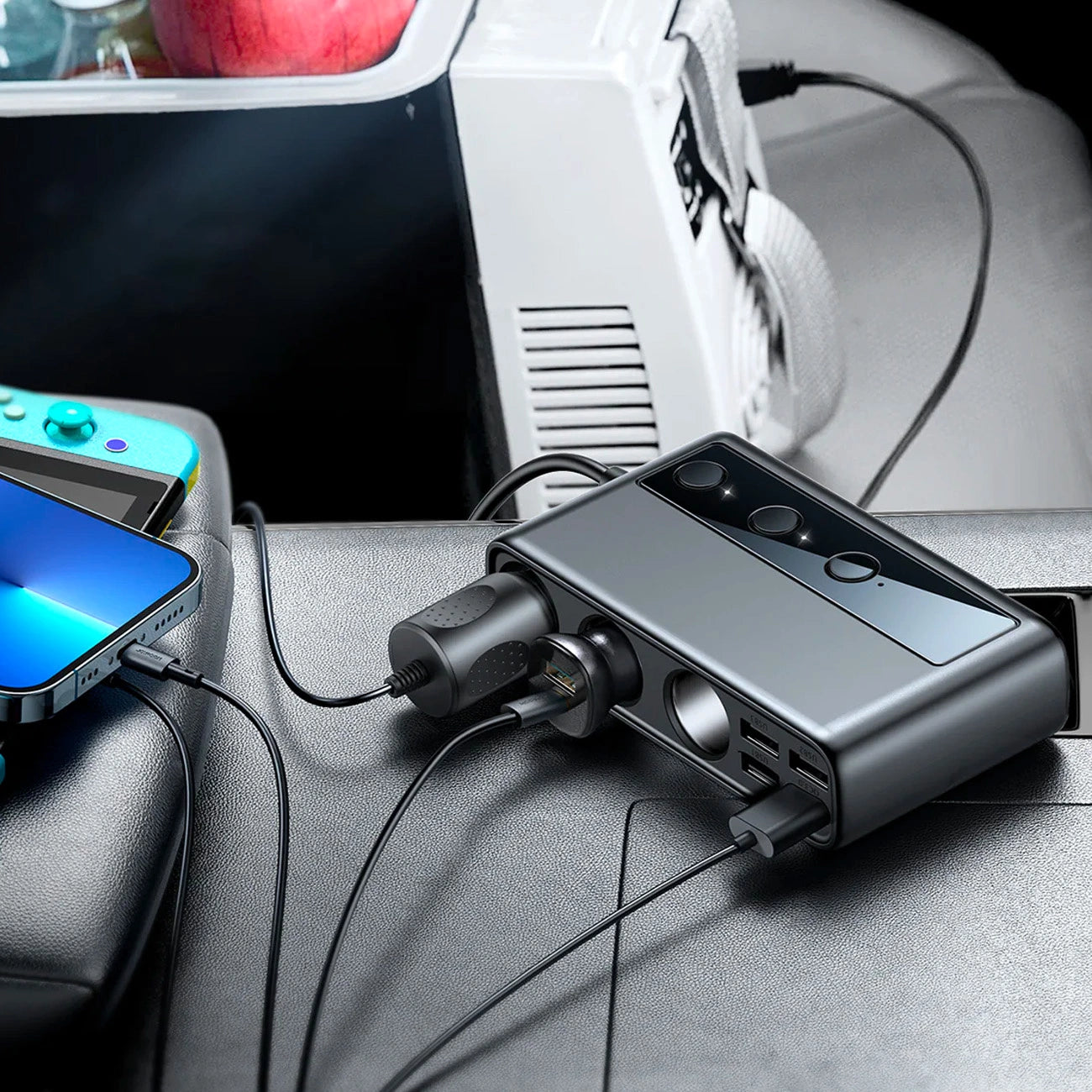 Joyroom JR-CL06 9in1 car charger 154W 5x USB-A / USB-C / 3x cigarette lighter socket PD QC PPS - black_7