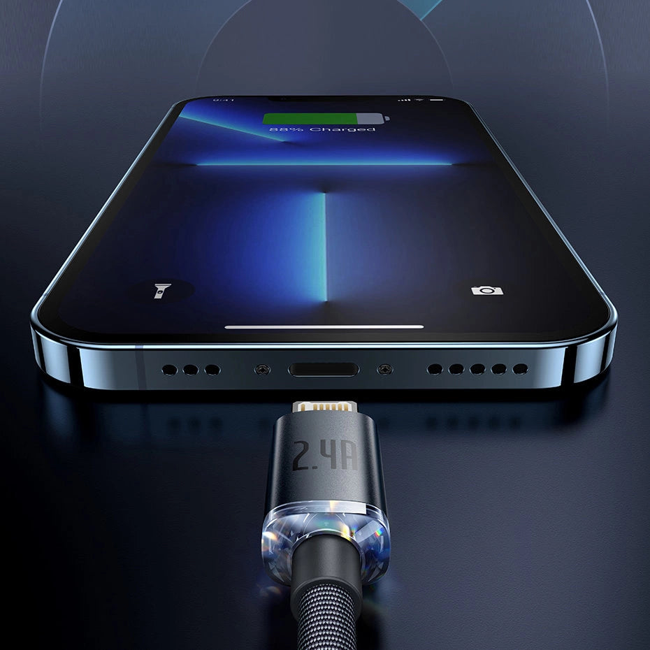 Baseus Crystal Shine Series cable USB cable for fast charging and data transfer USB Type A - Lightning 2.4A 1.2m blue (CAJY000003)_18