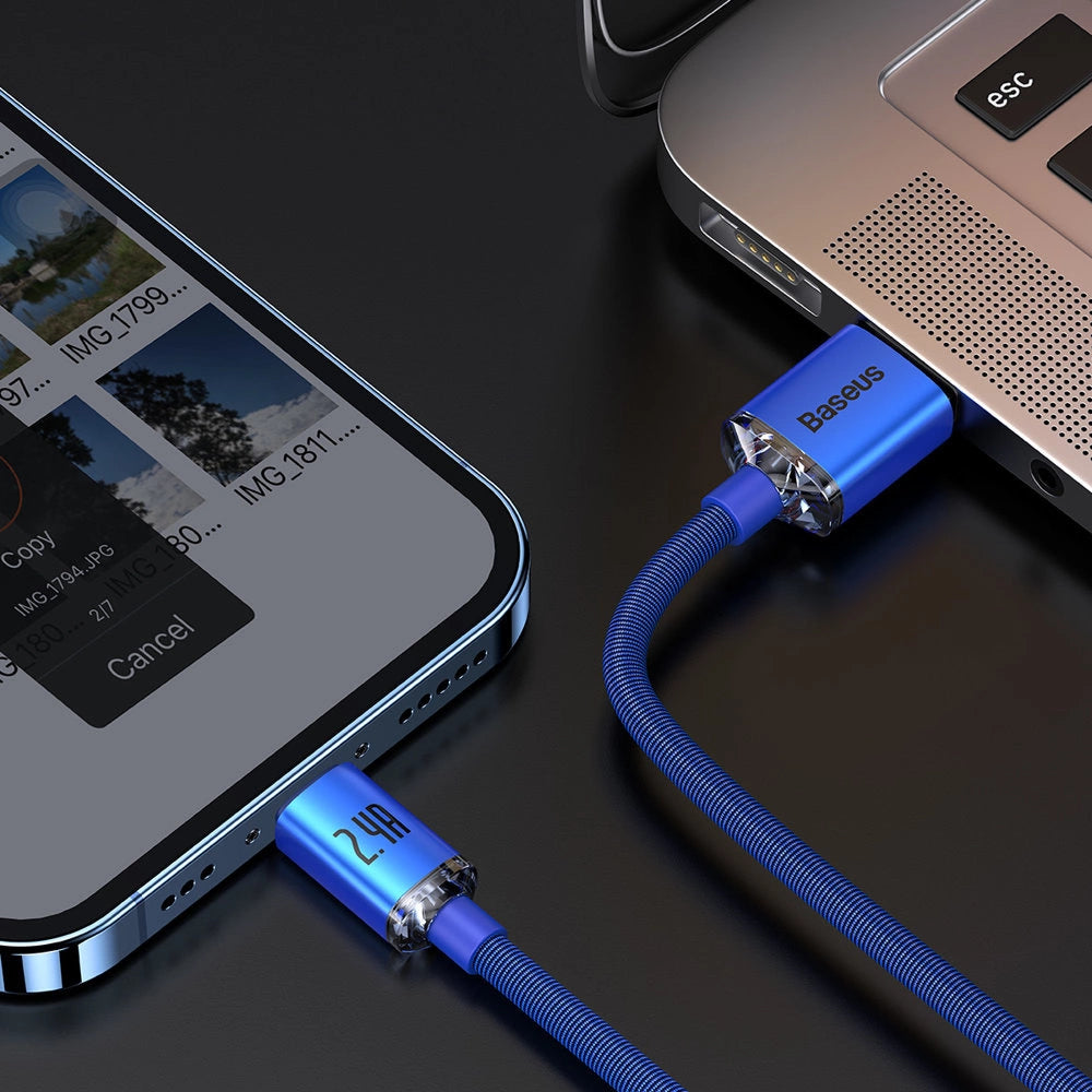 Baseus Crystal Shine Series cable USB cable for fast charging and data transfer USB Type A - Lightning 2.4A 1.2m blue (CAJY000003)_13
