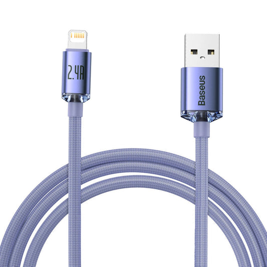 Baseus Crystal Shine Series cable USB cable for fast charging and data transfer USB Type A - Lightning 2.4A 2m purple (CAJY000105)_0