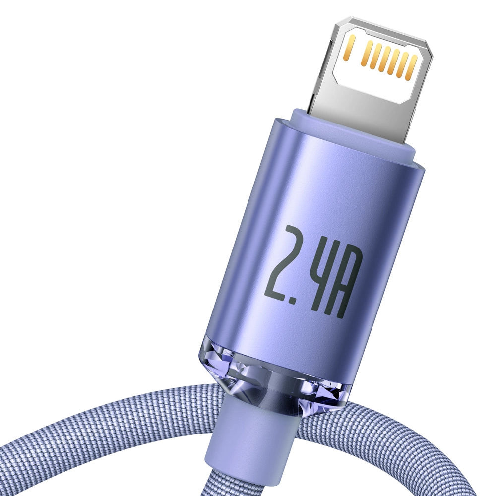 Baseus Crystal Shine Series cable USB cable for fast charging and data transfer USB Type A - Lightning 2.4A 2m purple (CAJY000105)_2