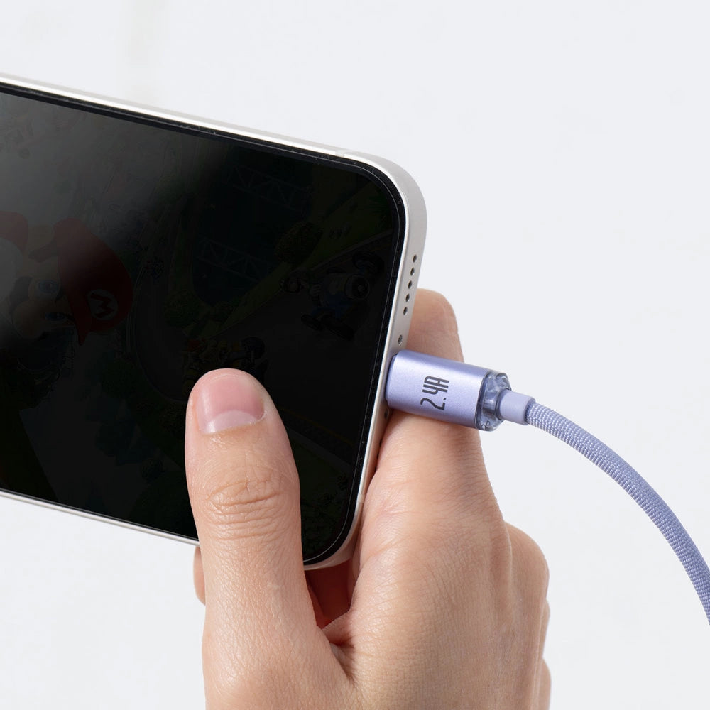 Baseus Crystal Shine Series cable USB cable for fast charging and data transfer USB Type A - Lightning 2.4A 2m purple (CAJY000105)_12