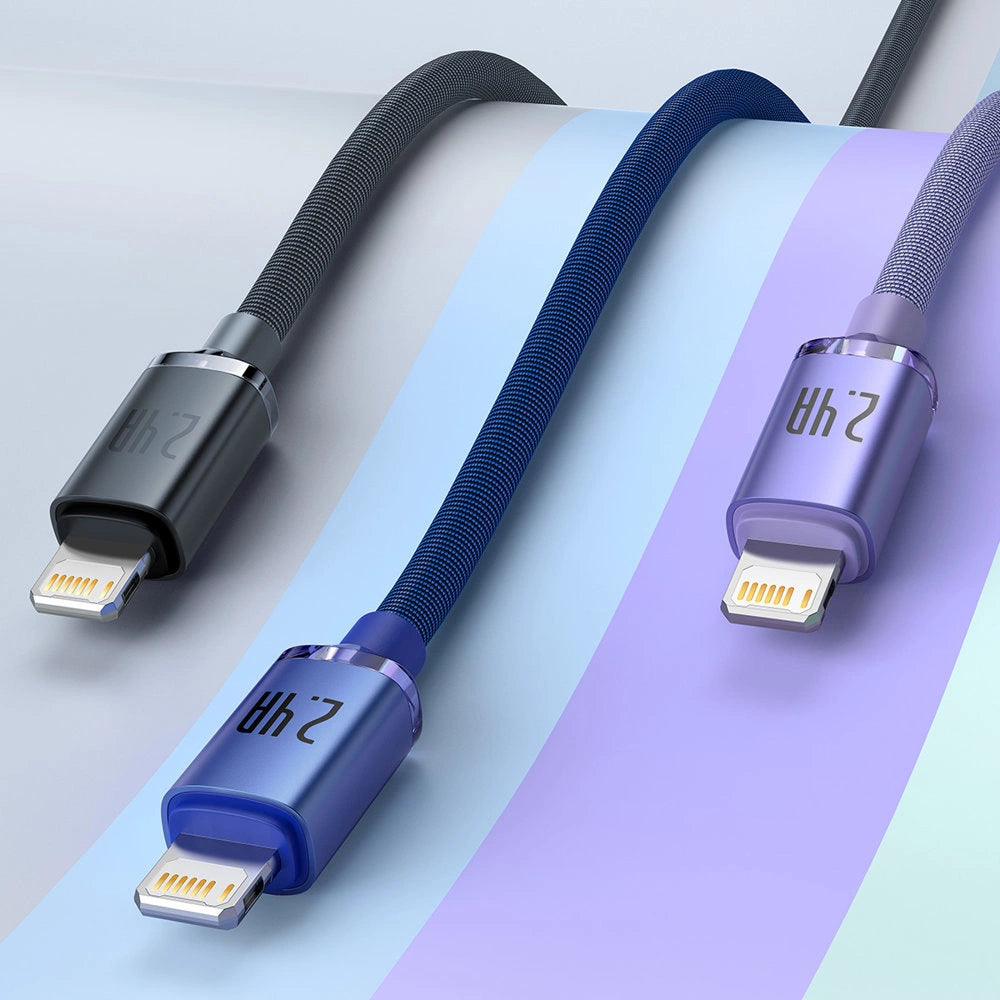 Baseus Crystal Shine Series cable USB cable for fast charging and data transfer USB Type A - Lightning 2.4A 2m purple (CAJY000105)_14