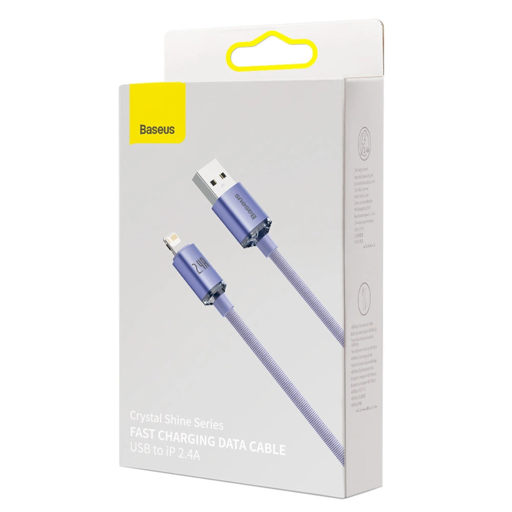 Baseus Crystal Shine Series cable USB cable for fast charging and data transfer USB Type A - Lightning 2.4A 2m purple (CAJY000105)_8