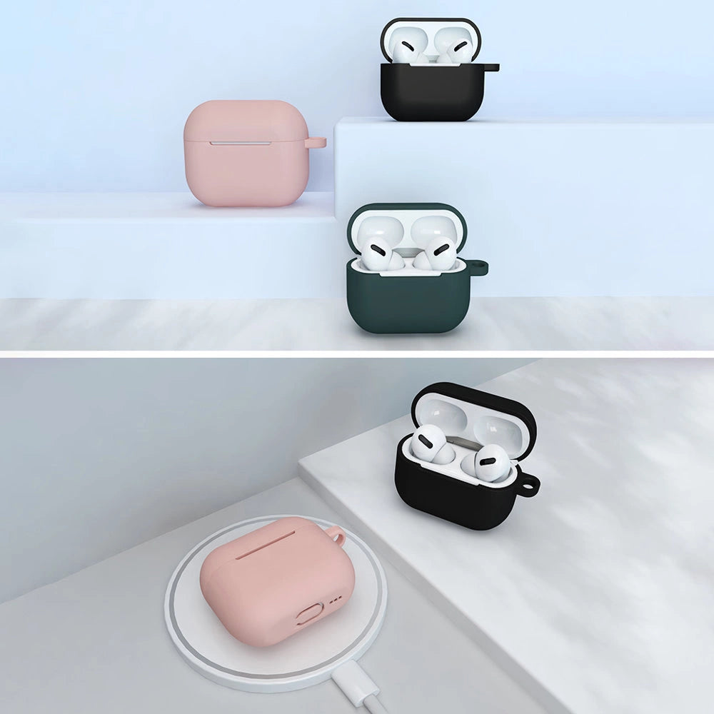 Case for AirPods 3 Silicone Soft Earphone Cover + Keychain Lobster Clasp Pendant Dark Blue (Case D)_9