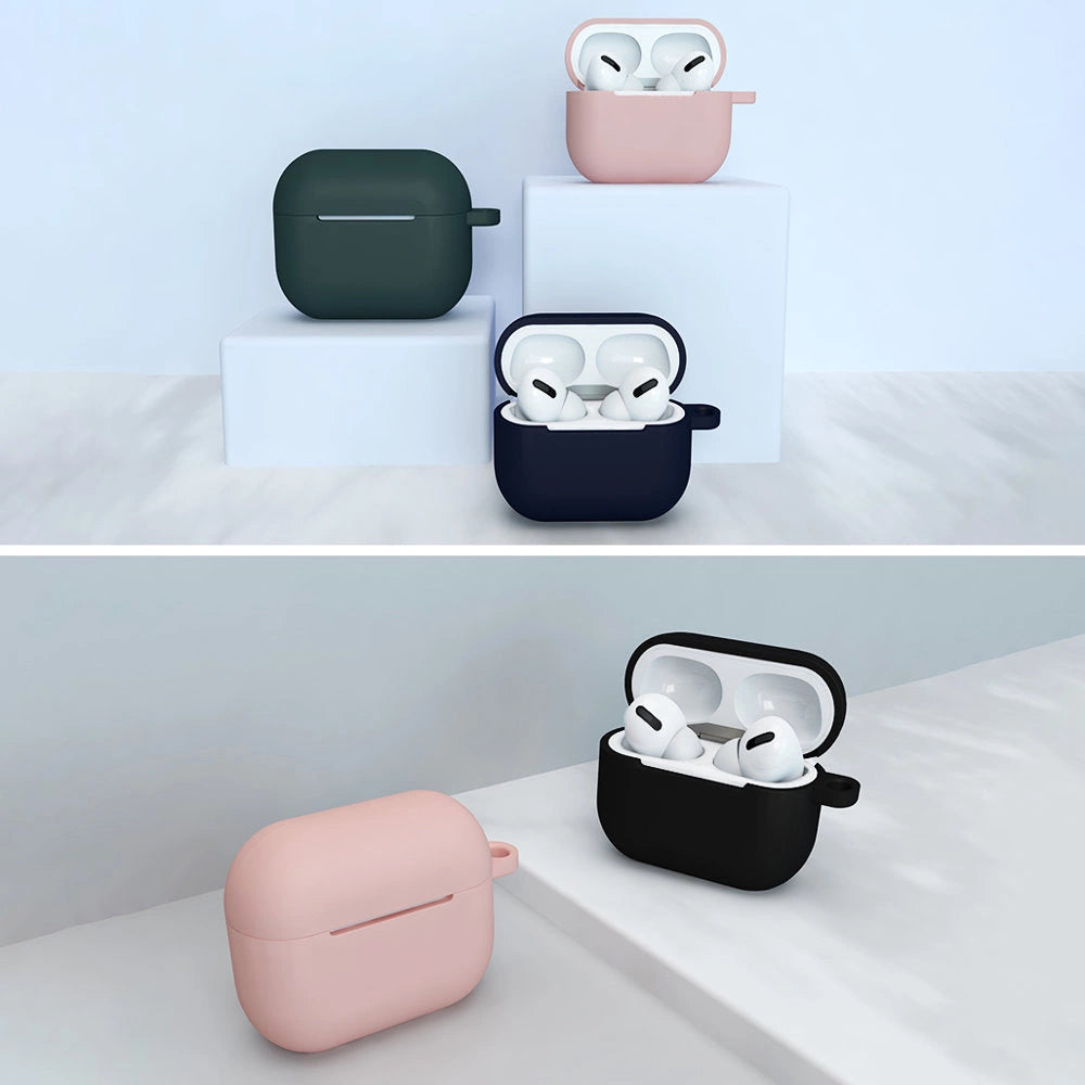 Case for AirPods 3 Silicone Soft Earphone Cover + Keychain Lobster Clasp Pendant Dark Blue (Case D)_10