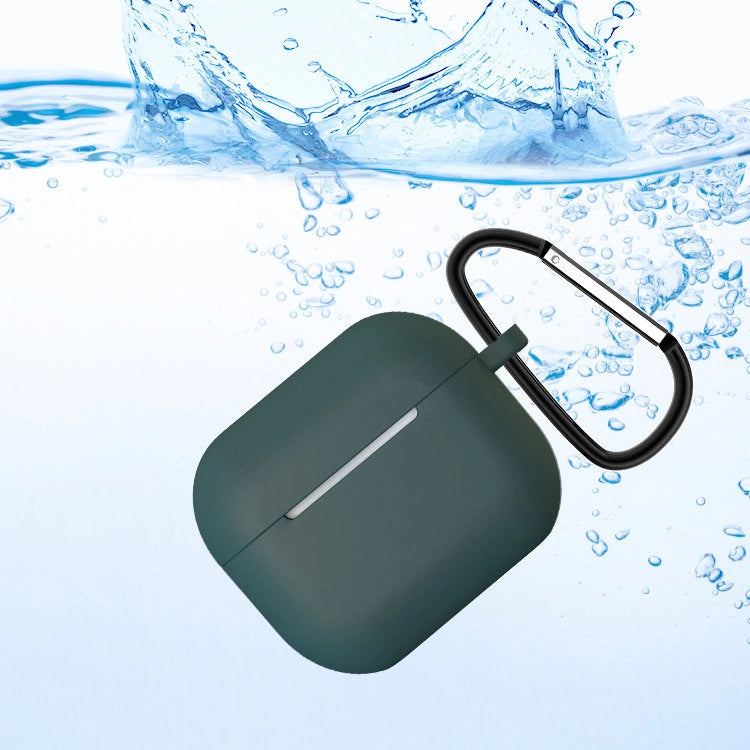 Case for AirPods 3 Silicone Soft Earphone Cover + Keychain Lobster Clasp Pendant Dark Blue (Case D)_11