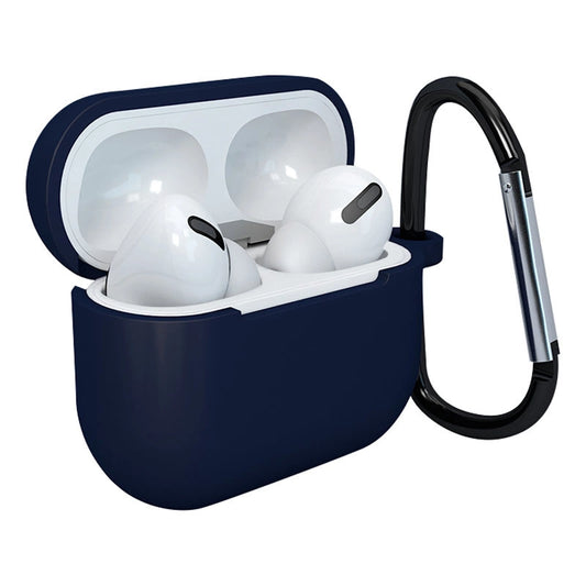 Case for AirPods 3 Silicone Soft Earphone Cover + Keychain Lobster Clasp Pendant Dark Blue (Case D)_0