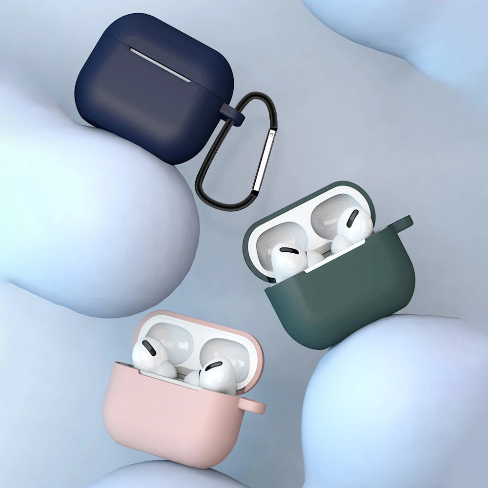 Case for AirPods 3 Silicone Soft Earphone Cover + Keychain Lobster Clasp Pendant Dark Blue (Case D)_2