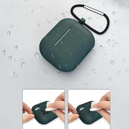 Case for AirPods 3 Silicone Soft Earphone Cover + Keychain Lobster Clasp Pendant Dark Blue (Case D)_4