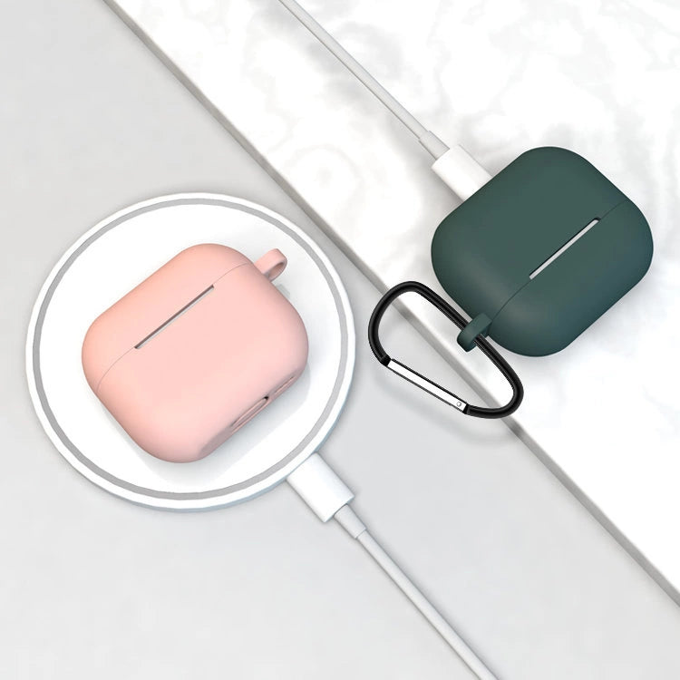 Case for AirPods 3 Silicone Soft Earphone Cover + Keychain Lobster Clasp Pendant Dark Blue (Case D)_8